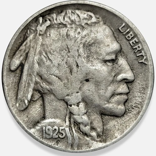 1925-P Buffalo Nickel 5c Fine F+ * Original Surfaces * Nice 1925P