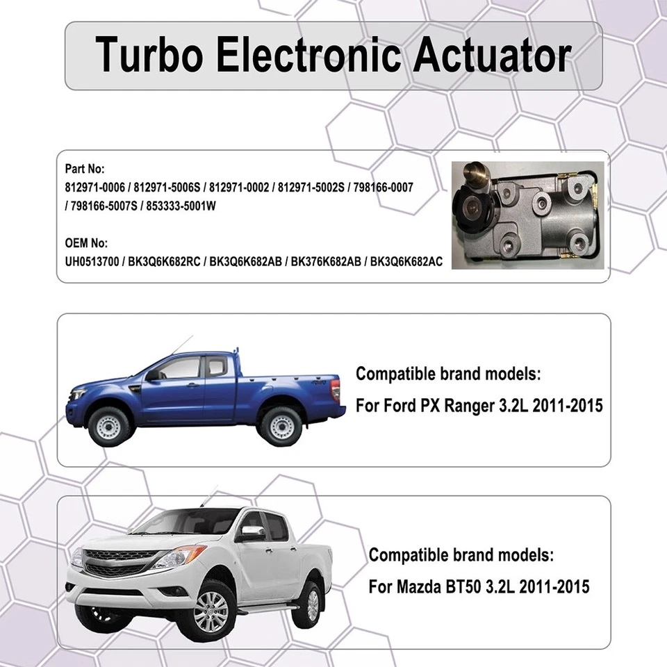 Actuador electrónico turbo para Ford PX Ranger para Mazda BT-50 3,2 L 2011-2015 EE. UU. Foto 2 de 4