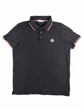 Moncler Mens Black Polo Shirt Large Slim Fit Short Sleeve Designer Cotton