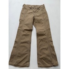 Vintage Lee Leens Tan Twill Flare Pants USA Made Talon 42 Zip Front Seam 28x27