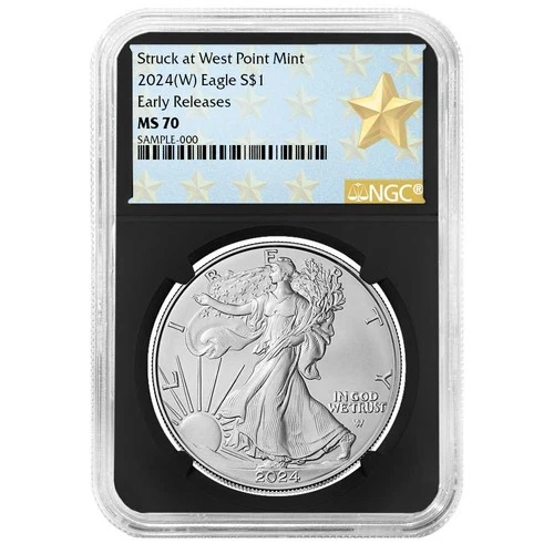 2024 (W) $1 American Silver Eagle NGC MS70 ER West Point Star Label Retro Core