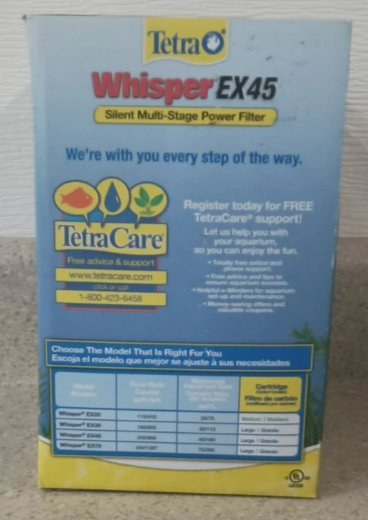 Tetra Wisper EX45 Silent Multi-Stage Power Filter For Large Cartridges 30-45 Gal - Image 2 of 4
