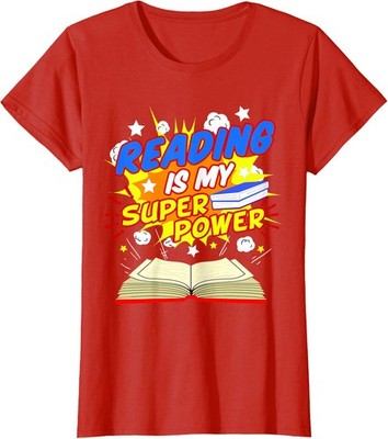 Reading Is My Superpower Comic Style Ladies' Crewneck T-Shirt