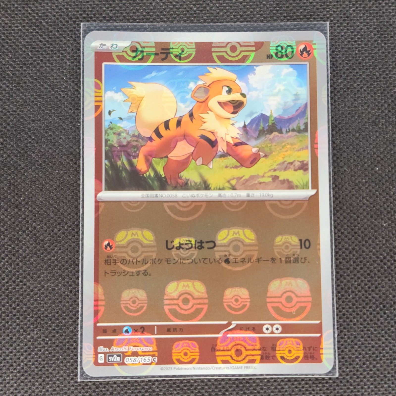 Growlithe - 058/165 - C - Masterball Holo - 151 - Japanese - Pokemon - NM/M
