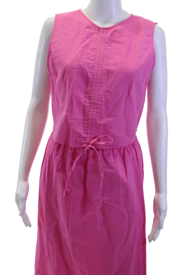 Something Navy Womens Maxi Skirt Set Pink Cotton Linen Drawstring Size M - Image 2 of 4