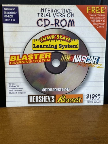 Vintage JumpStart NASCAR Racing 2 CD-ROM - Hershey's Promo - Windows 95 Era Game - Picture 1 of 2