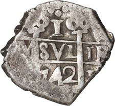 PERU, Lima, cob 1 real, 1742 V.