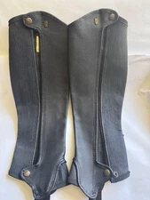 Tredstep deluxe half chaps size c17/l19 - full leather w stretch panel