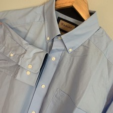 ARIAT Wrinkle Free Flip Cuff Mens Large Long Sleeve Button Down Western Blue