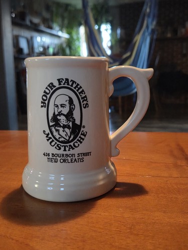 Vintage McCoy Pottery Your Father's Mustache Mug - 426 Bourbon St. New Orleans