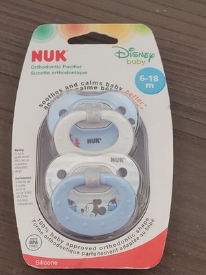  NUK DISNEY BABY MICKEY MOUSE ORTHODONTIC PACIFIERS SET OF 2 -  6-18 MONTHS