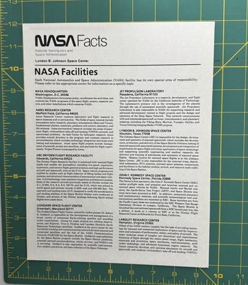 NASA Facts  NASA Facilities  c. 1978 83 Space Shuttle Era Info Sheet USA