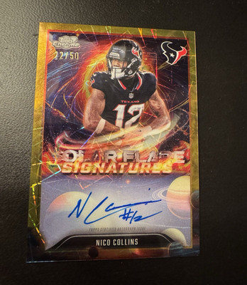 2025 Topps Cosmic Chrome Nico Collins Solar Flare Auto SFS-NC Houston Texans /50