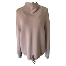 Varley Betsy Sweat Cropped Sweatshirt Mock Neck Womens Small Beige