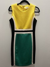 Calvin Klein Scuba Sheath Multi Color Sleeveless Dress Size 8 MSRP $89