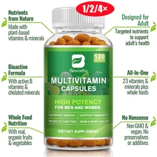 Unisex Multivitamin Capsules- Daily Immune Support with Vitamins & Minerals