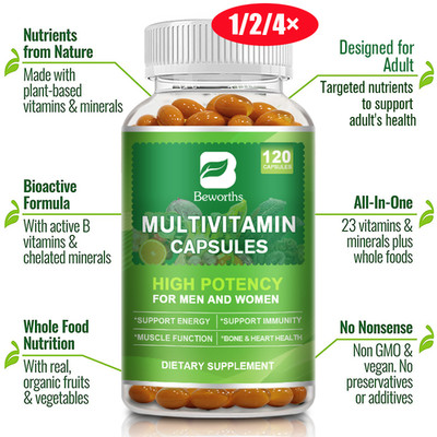 Unisex Multivitamin Capsules- Daily Immune Support with Vitamins & Minerals