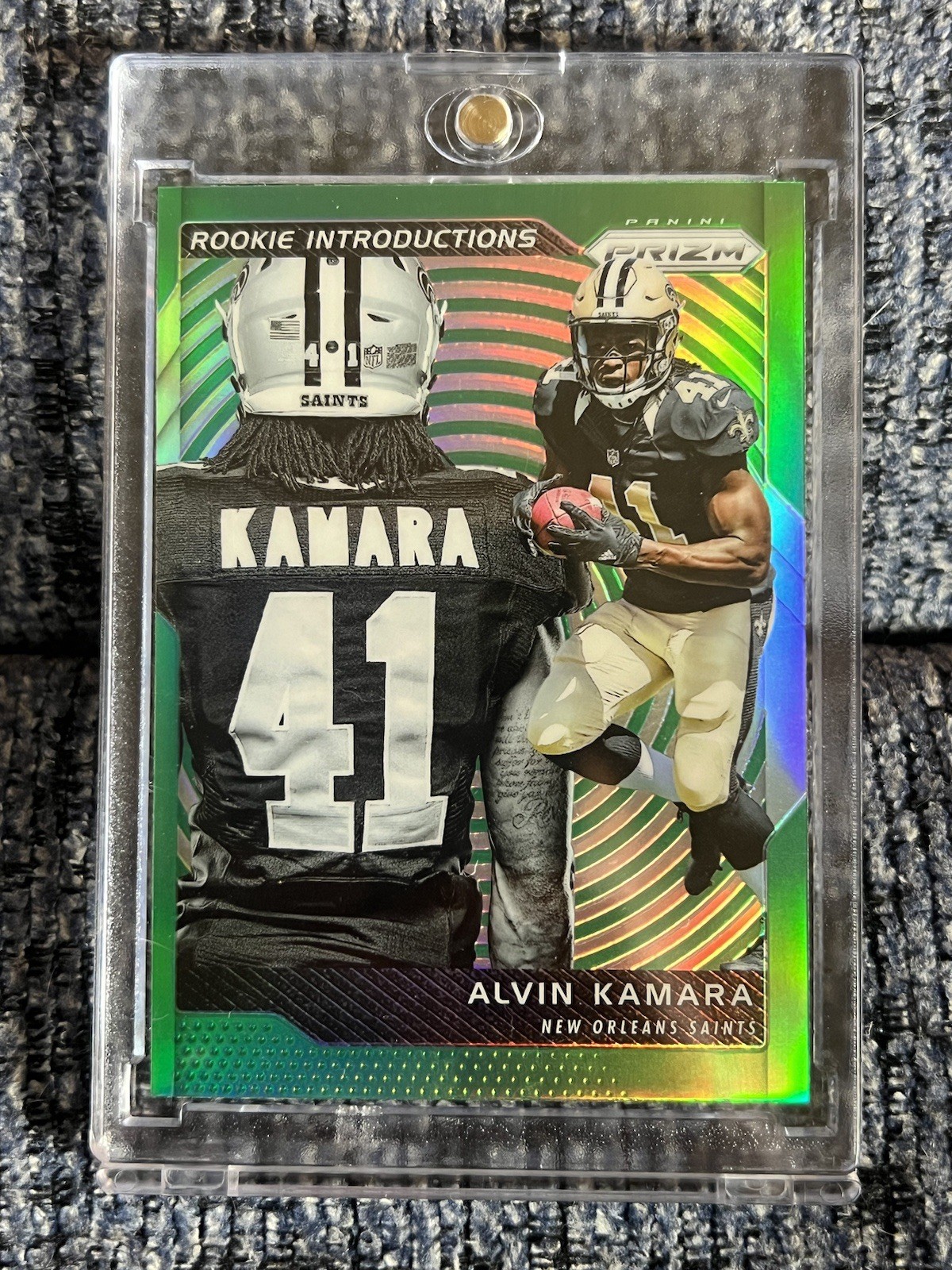 2017 Panini Prizm Rookie Introductions Green Prizm Alvin Kamara #17 RC