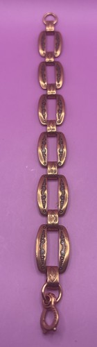 Vintage Copper Stamped Etched Link Bracelet 8" Southwestern￼
