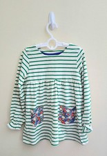 NWOT Mini Boden Long Sleeve Printed 100 Cotton Tunic-Green Stripe Floral