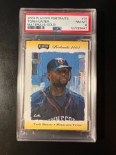 2003 Playoff Portraits Materials Gold #19 Torii Hunter Jsy #'d 25/25 PSA 8 Twins