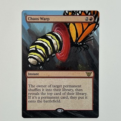 MTG Chaos Warp altered art hand painted Magic New Art Caterpillar To Butterfly ￼
