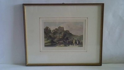 Scharzfels. original farbiger Stahlstich, gerahmt