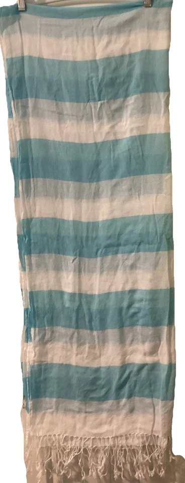 HOLLISTER Azul Claro y Blanco RAYAS MUJER Algodón BUFANDA HERMOSA Foto 4 de 4