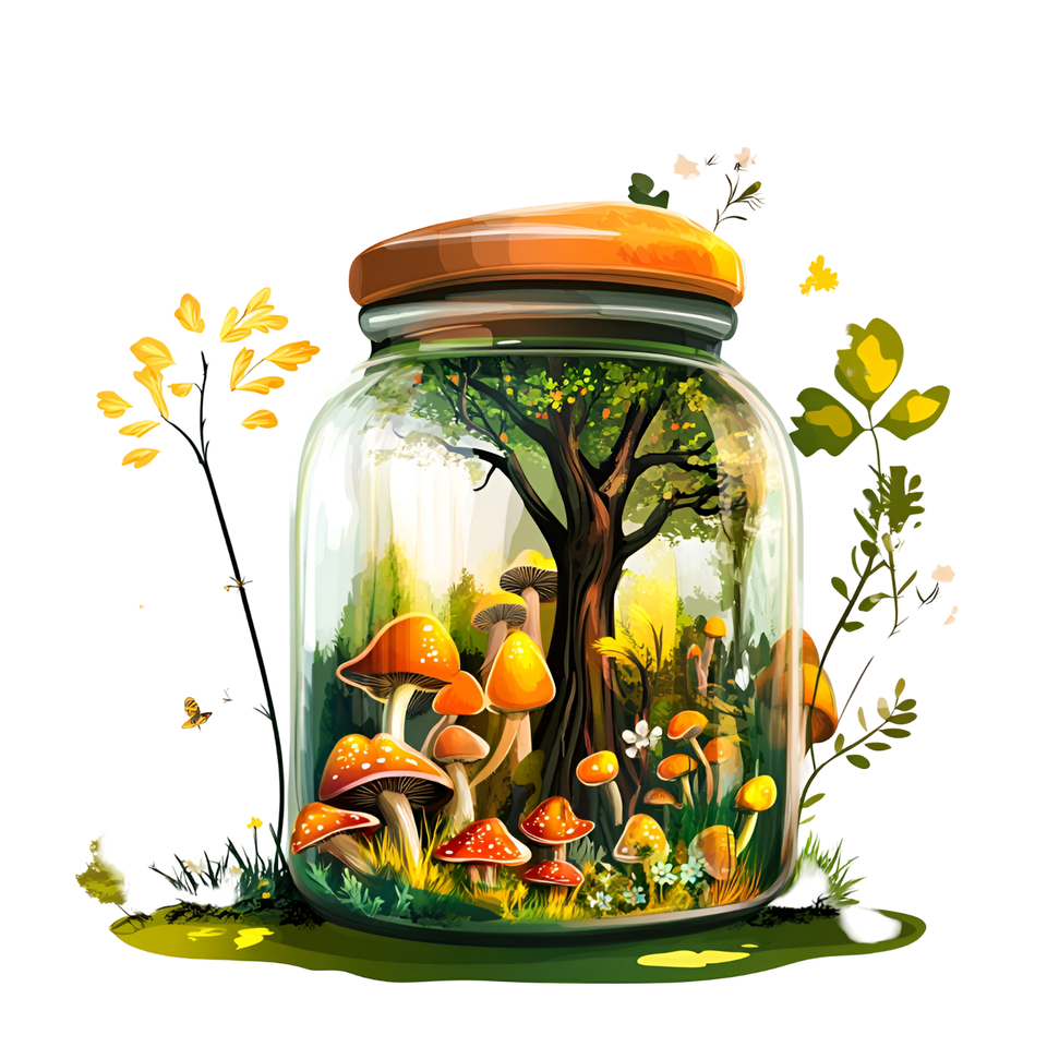 Enchanted Fairy Toadstools - Woodland Scene in Jar Birthday Card | eBay UK