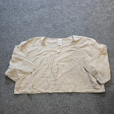 Match Point Top Womens Size XL Beige Tan Linen Cardigan Button Lagenlook Capsule