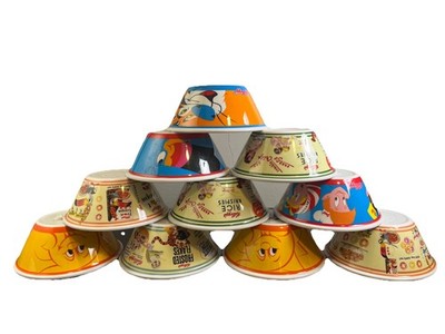 Kids Kelloggs Cereal Bowls Set Of 10,Rice Krispies, Fruit Loops, Raisin Bran Etc