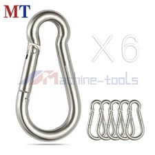 Stainless Steel 304 Spring Snap Hook Carabiner Clips 264 Lbs Set Of 6