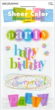 Mrs Grossman's Sheer Color PARTY CAPTIONS Transparent Stickers Embellishment