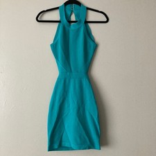 Forever 21 Dress Jade Blue Retro Cutout Bodycon Mini Halter (The Gifted 2014)
