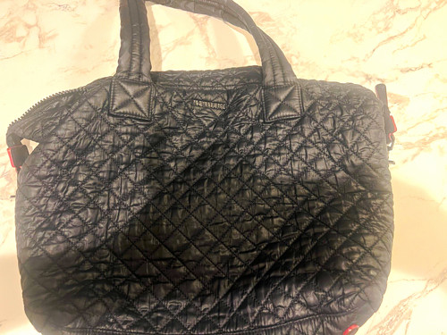 MZ WALLACE Sutton larger size Black Quilted Large Bag  Detachable Strap