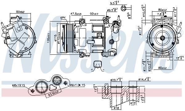 Nissens 890606 Kompressor, Klimaanlage FüR CitroËN DS Peugeot-image