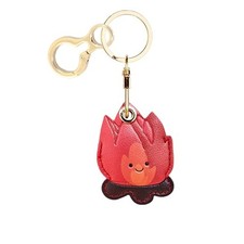 Leather Keychain Holder Case Compatible with AirTag,Cute Protective Bonfire Red