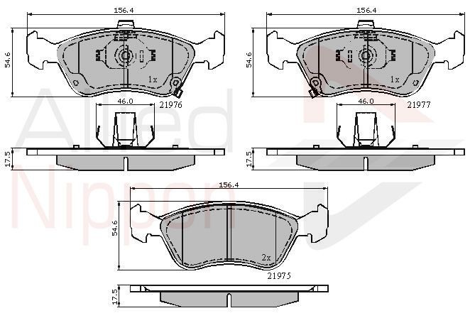 Brake Pad Set Front 156.4 mm Length Fits Toyota Avensis ALLIED NIPPON ADB3450