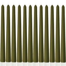 Olive Green Unscented Dripless Taper Candles 10 Inch Candlesticks 12 PK