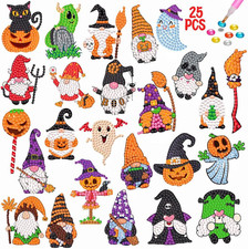 25 Pcs Halloween Pumpkin Diamond Art Ornament Kit 5D DIY Painting Craft