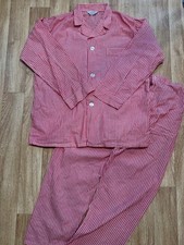 Vintage 1970s Pleetway Men s Pajama Set Small Red White Stripe 100 Cotton
