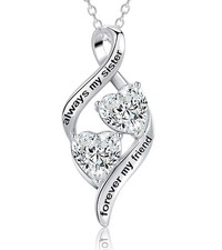 Mother's Day Gift - Sterling Silver Sister Heart Pendant Necklace, 18" with ...