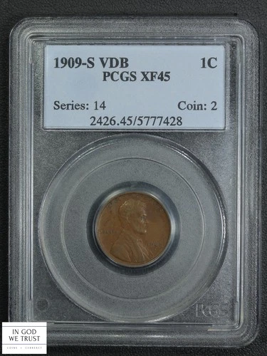 1909 S VDB Lincoln Wheat Copper Cent 1C PCGS XF 45