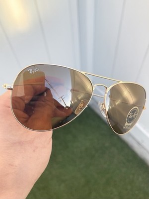 New Ray Ban Large Classic Aviator RB3025 3025 Gold Brown Lens Size 62/14