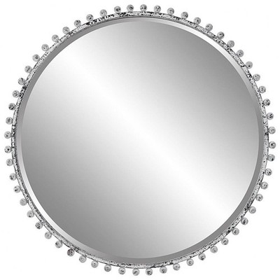 Uttermost Taza Aged White with Rustic Black 32'' Round Wall Mirror