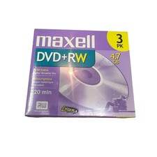 Maxell DVD RW 4.7GB 4x Recordable Rewritable Discs 3 Pack