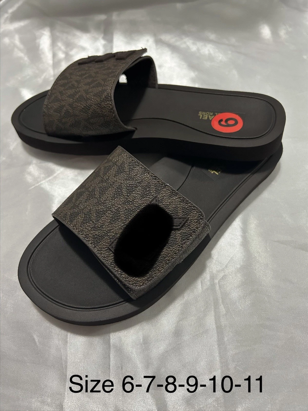 Michael Kors Men's Logo Slide Sandals Black Brown