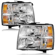 Headlights Assembly for 2007-2013 Chevy Silverado 1500 WT/LS/LT Clear Lens ...