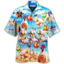 Chicken On The Beach Love Summer Hawaiian Shirt Oh, Short Sleeve Unisex