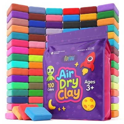 FlyFlag Air Dry Clay - 100 Colors, Ultra Light and Soft, Non-Toxic Modeling C...